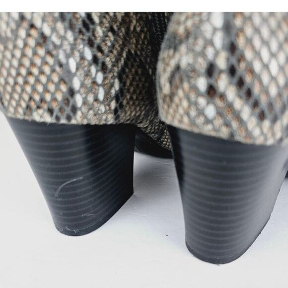 Women's Python Print Side Zip Block Heel Ankle Boots Size 7.5M - Picture 7 of 11
